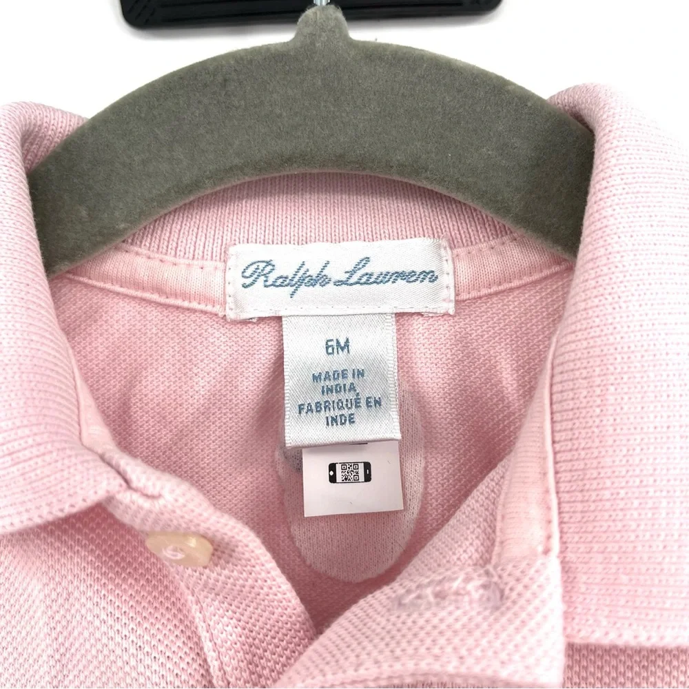 RALPH LAUREN Pink Polo Dress 6M Embroidered 100% Cotton Preppy Old Money BabyGrl